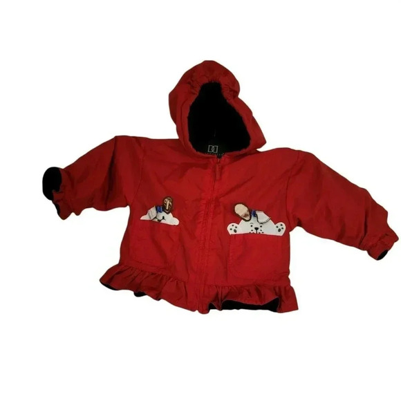 Class Club Other - Class Club Baby Girl red hoodie Fleece Rufffle Long sleeve Jacket Size 18M